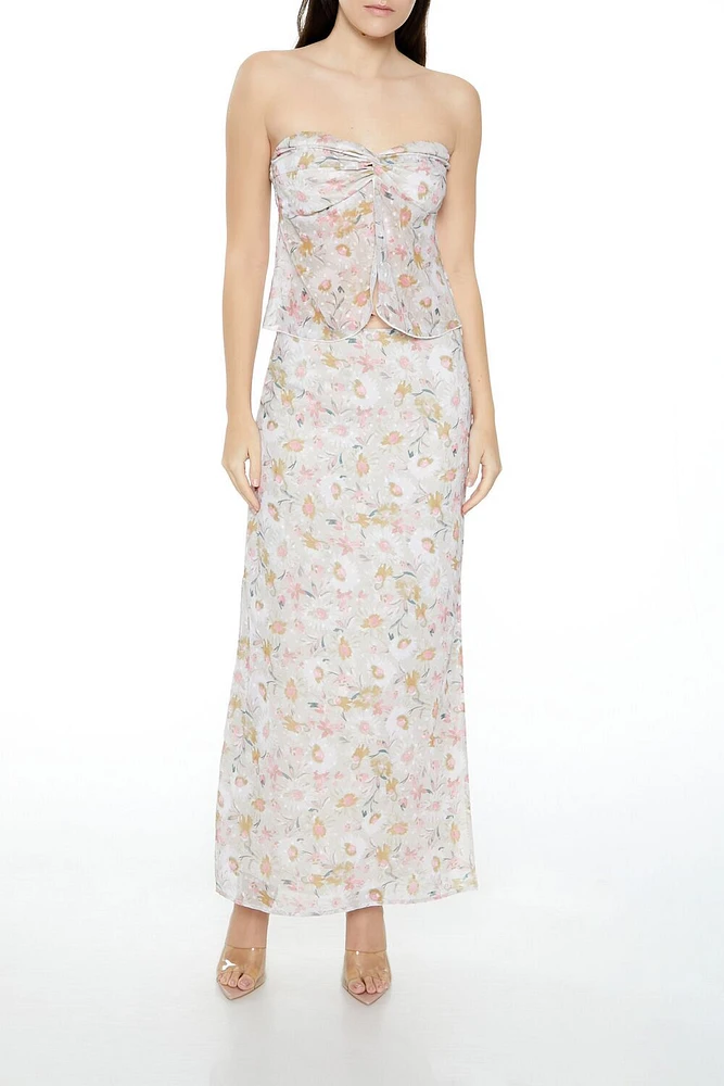 Floral Crop Top & Maxi Skirt Set