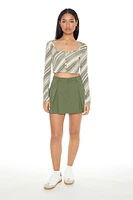 Striped Button-Front Crop Top