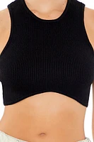 Sweater-Knit Curve-Hem Crop Top