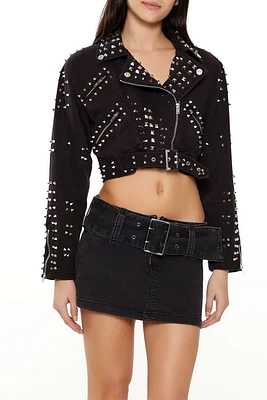 Studded Denim Moto Jacket