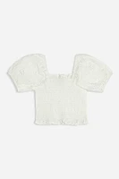Girls Eyelet Puff-Sleeve Top (Kids)