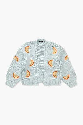 Girls Orange Cardigan Sweater (Kids)