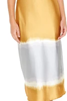 Strapless Satin Dip-Dye Midi Dress