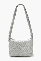 Metallic Heart-Quilted Shoulder Bag