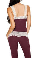 Ribbed Lace-Trim Cami