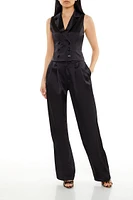 Satin Vest & Wide-Leg Pants Set