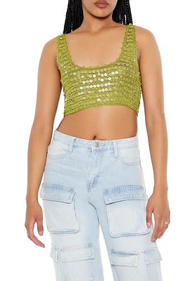 Sweater-Knit Sequin Crop Top