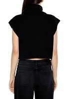 Cropped Sleeveless Turtleneck Sweater