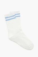 Ribbed Varsity-Striped Crew Socks