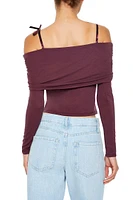 Foldover Open-Shoulder Crop Top