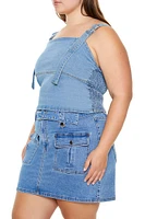 Plus Buckled Denim Crop Top