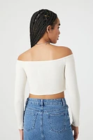 Pointelle Off-the-Shoulder Crop Top