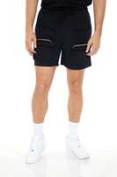 Mid-Rise Drawstring Cargo Shorts