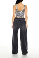 Rhinestone Low-Rise Baggy Jeans