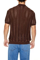 Striped Sweater-Knit Polo Shirt