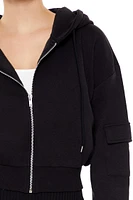 Cropped Cargo Zip-Up Hoodie