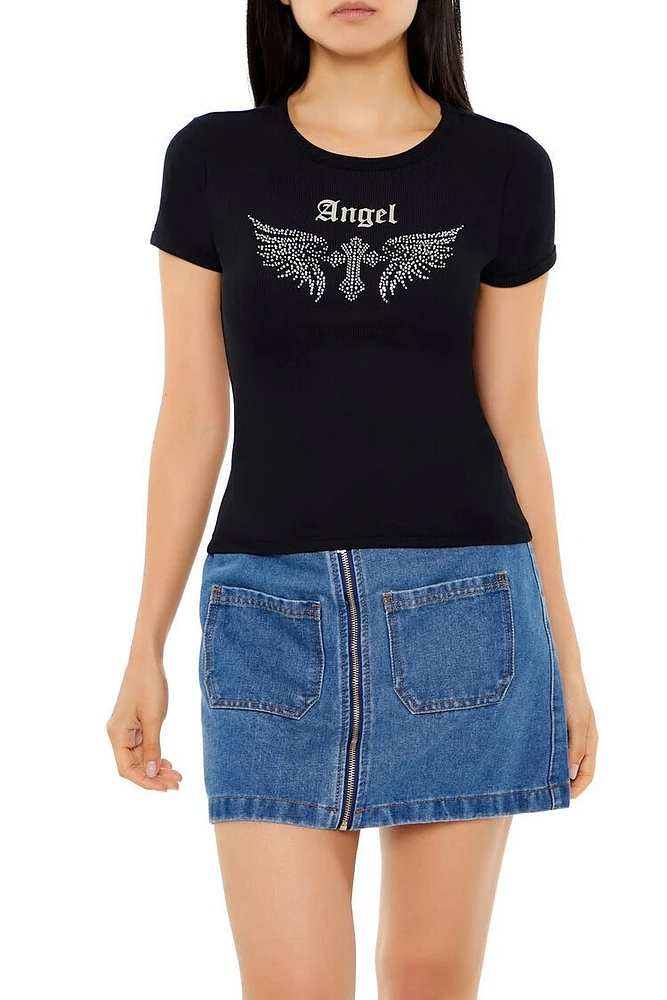 Angel Rhinestone Baby Tee