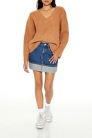 Geo V-Neck Drop-Sleeve Sweater