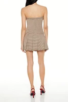 Pleated Houndstooth Mini Dress