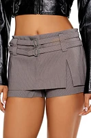 Buckled Pinstriped Micro Mini Skort