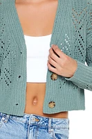 Pointelle Cropped Cardigan Sweater