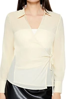 Sheer Tie-Waist Wrap Top