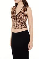 Leopard Print Cropped Tank Top