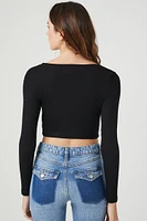 Ruched Rib-Knit Crop Top