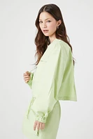 Poplin Balloon-Sleeve Bomber Jacket