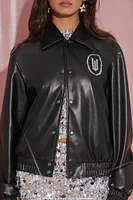 Wicked Rhinestone Faux Leather Jacket