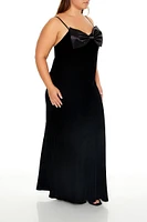 Plus Velvet Bow Maxi Dress