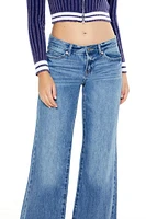 Stone Wash Low-Rise Flare Jeans