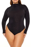 Plus Glitter Cowl Thong Bodysuit