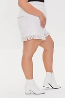 Plus Tweed Fringe Shorts