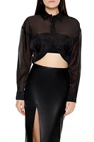 Organza Notched Cropped Shirt