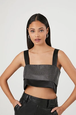 Satin Rhinestone Crop Top