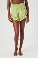 Satin Ruffle-Trim Pajama Shorts