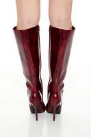 Faux Leather Knee-High Boots