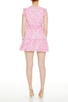 Chiffon Floral Print Mini Dress