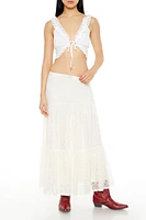 Plunging Lace-Trim Crop Top