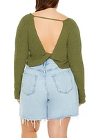 Plus Sweater-Knit Crop Top