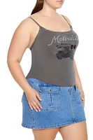 Plus Motociclo Rhinestone Cami