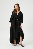 Butterfly-Sleeve Flounce Maxi Dress