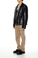 Slim-Fit Mid-Rise Leopard Pants