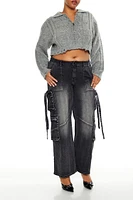 Plus Cable Knit Cropped Sweater