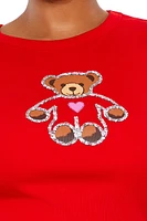 Plus Sequin Teddy Bear Baby Tee