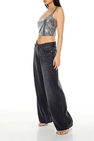 Rhinestone Low-Rise Baggy Jeans