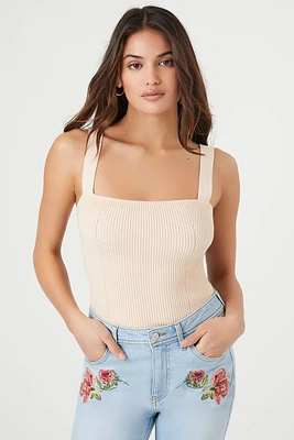 Ribbed Sweater-Knit Bodysuit