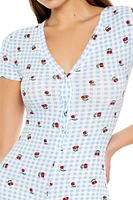 Gingham Cherry Pajama Romper