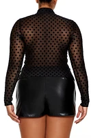 Plus Sheer Polka Dot Bow Top